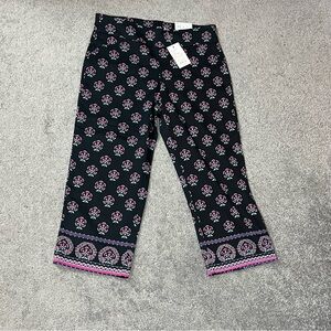 croft & barrow Black Pants with Pink Floral Accent